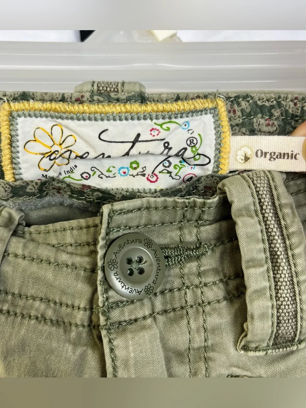 Y2k Aventura Arden Organic Cotton Cargo Capri Pants Womens Size 4 Olive Green